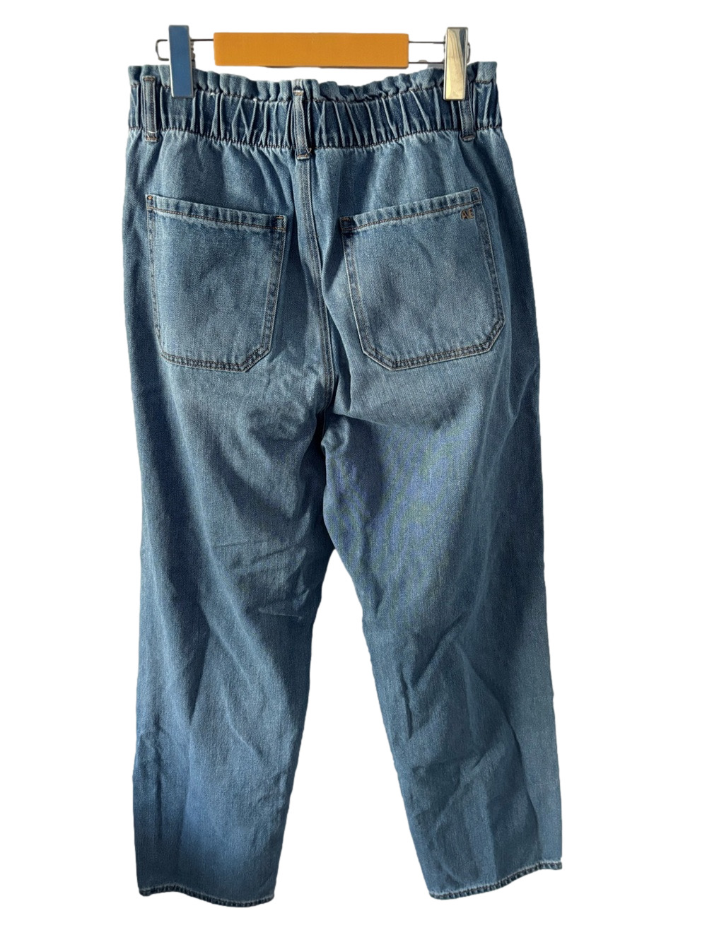 American Eagle Mom Jeans Elastic Paperbag Waist High-Rise 12 Medium Wash - Picture 4 of 11